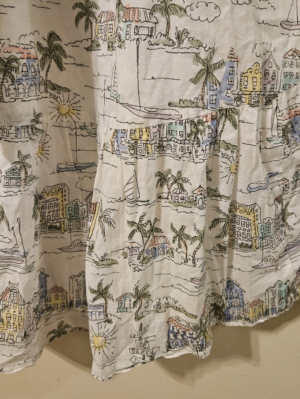 TALBOTS Women's White Coastal Print Midi Dress - Picture 6 of 6